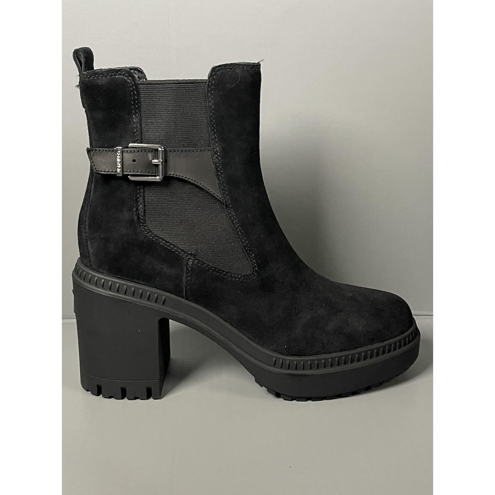 Calvin Klein Boots Womens Size 9.5 Black KcFAYTH Lug Sole Ankle Booties Platform